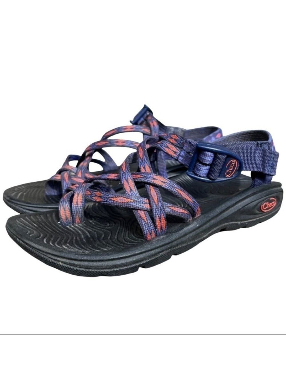 Chaco Womens ZVolv X2 Sandals Size 7 Adjustable Straps Vibram Sole Blue Orange